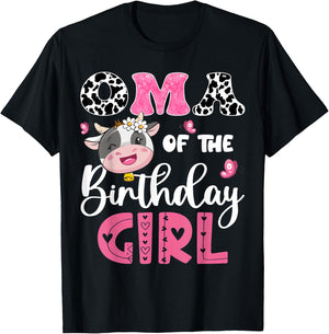 Oma Of The Birthday Girl Farm Cow 1St Birthday Party T-Shirt - T-Shirt | Black