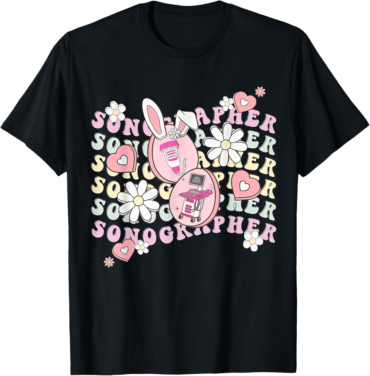Sonographer Easter, Ultrasound Tech Technologist Easter T-Shirt - T-Shirt | Black
