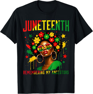 Juneteenth Remembering My Ancestors Black Women African 1865 T-Shirt - T-Shirt | Black