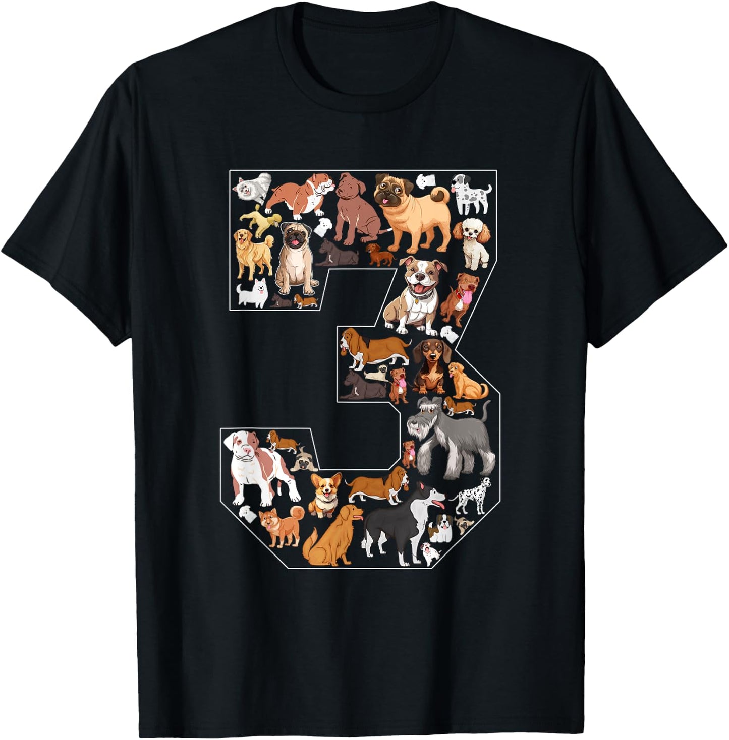 3rd Birthday Dog Lovers 3 Year Old Boys Girls Party T-Shirt - T-Shirt | Black