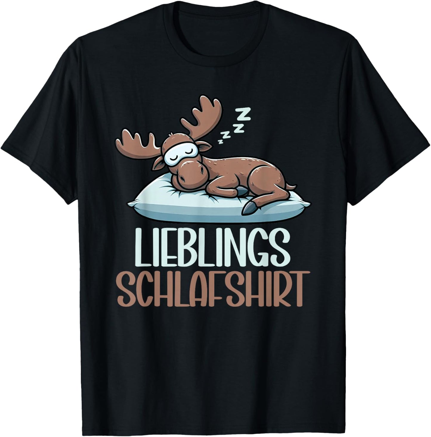 Official Sleep Shirt Funny Elk Pyjamas Short Sleeve , black T-Shirt - T-Shirt | Black
