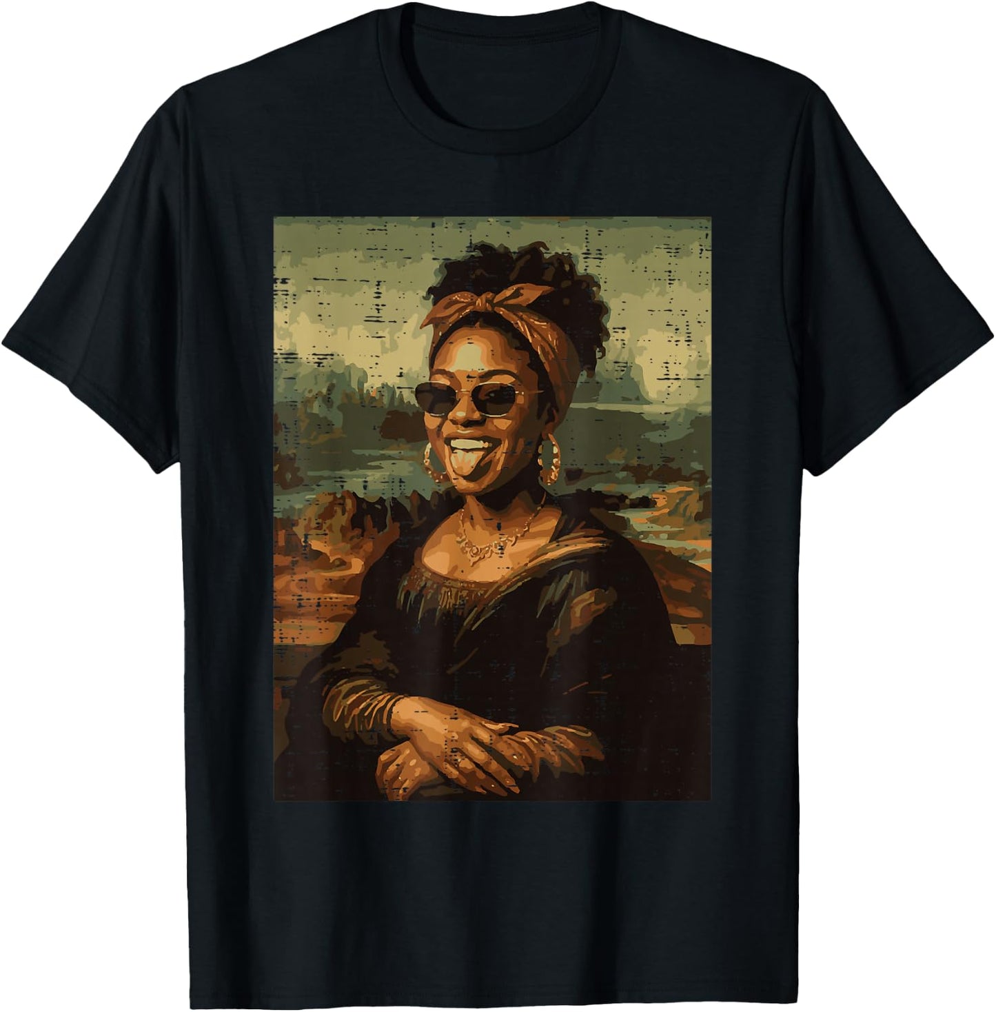 Afro Black Woman Mona Lisa Funny Meme African Women Men Kids T-Shirt - T-Shirt | Black