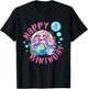 Happy Mermaid 4th Birthday Girl 4 Year Old Bday Mermaid T-Shirt - T-Shirt | Black