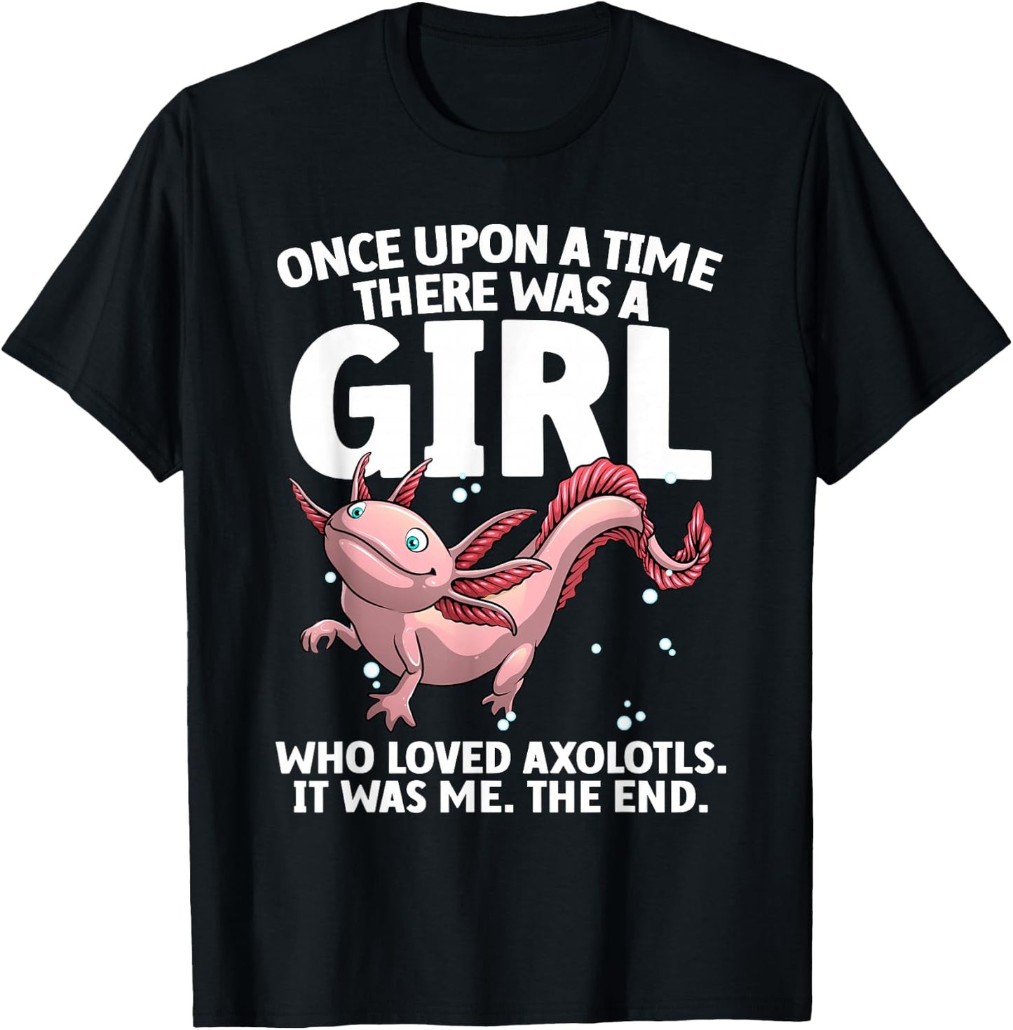 Cool Axolotl Art Girls Salamander Axolotl Lover T-Shirt - T-Shirt | Black