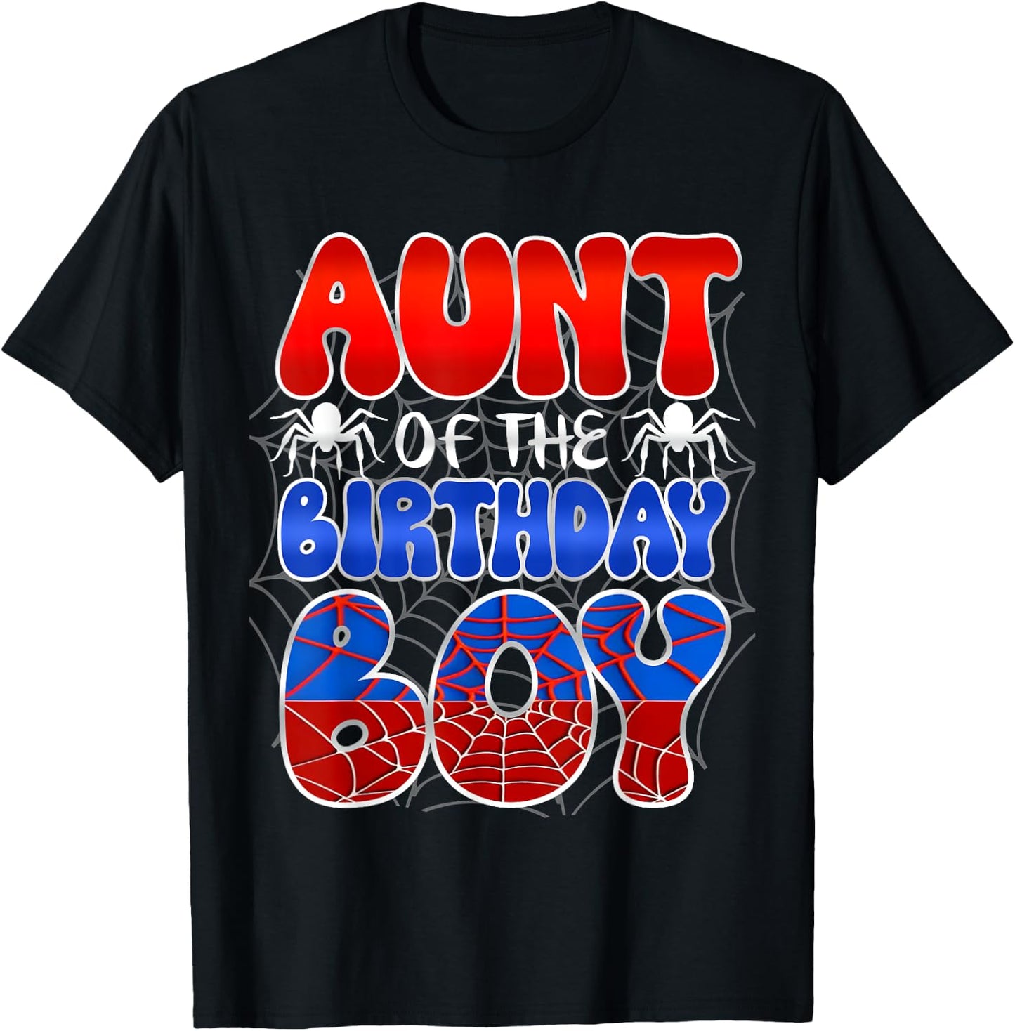 Aunt Of The Birthday Boy Spider Web Family Matching T-Shirt - T-Shirt | Black