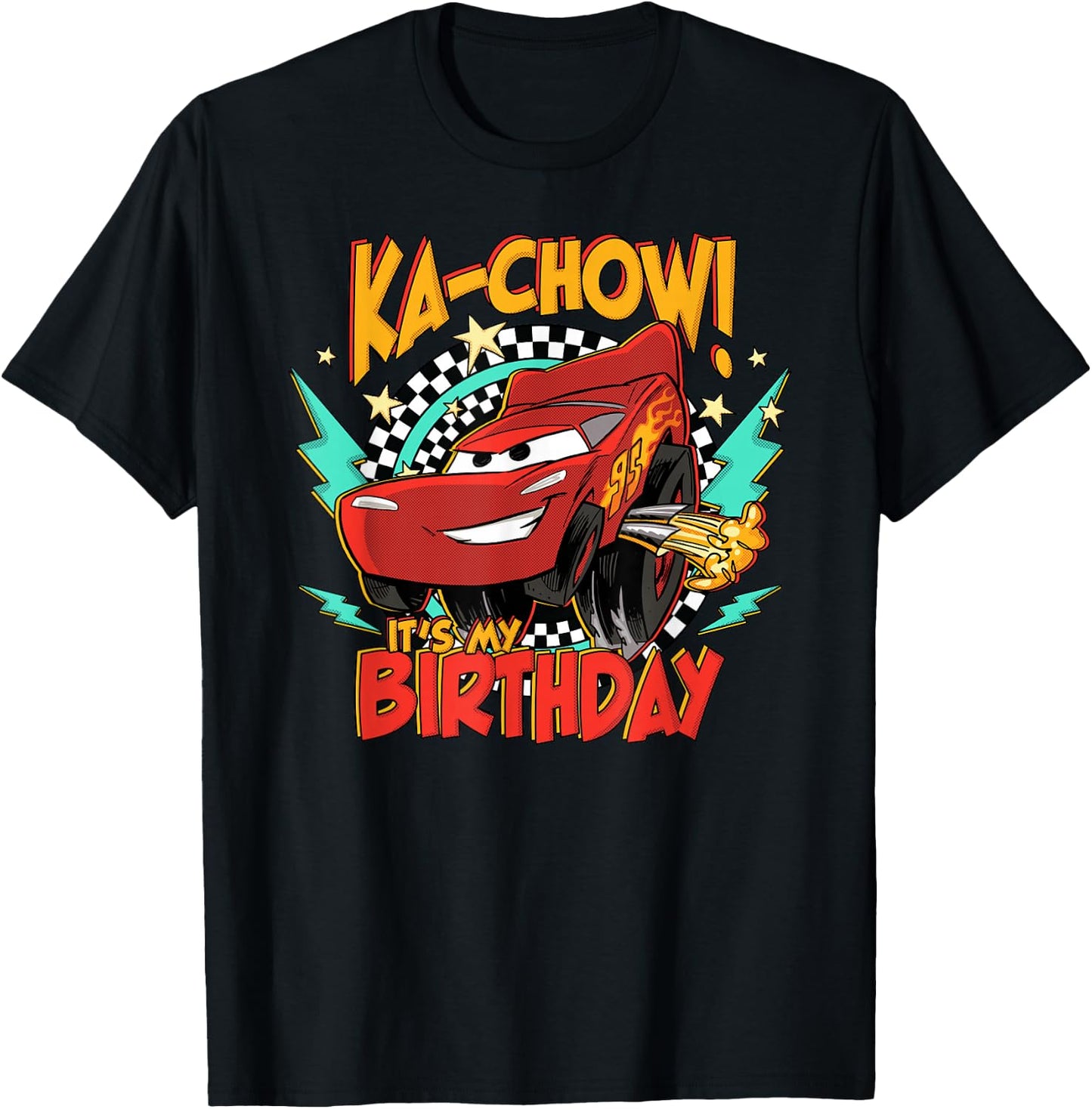 Disney Pixar Cars Birthday KaChow It's My Birthday Lightning T-Shirt - T-Shirt | Black