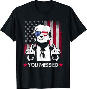 You Missed Trump 2024 US American Flag (Front) T-Shirt - T-Shirt | Black