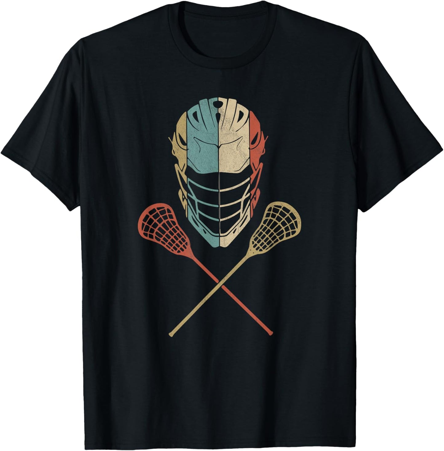 Lacrosse Vintage Lacrosse Stick Retro Sunset T-Shirt - T-Shirt | Black