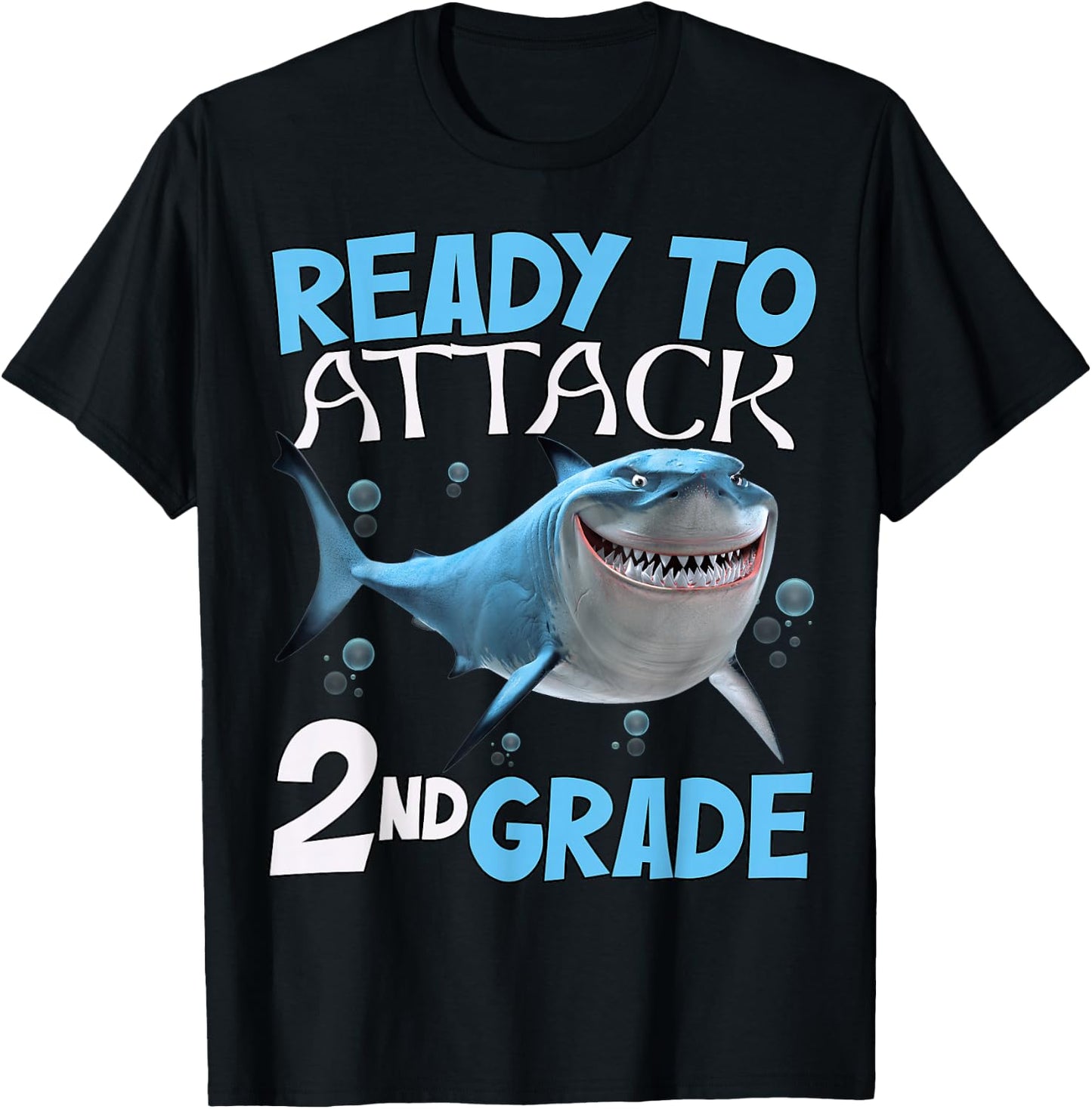 Shark Ready To Attack kids 2nd Grade Second funny 1st day T-Shirt - T-Shirt | Black