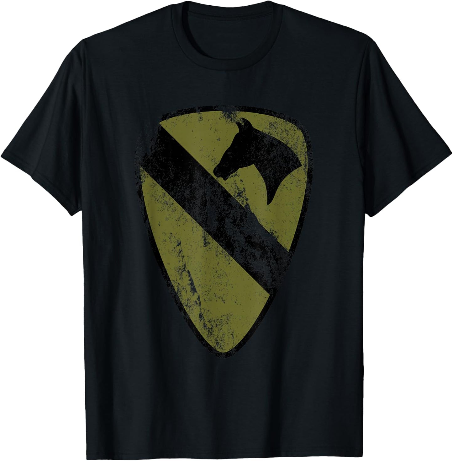 1st Cavalry Division Patch - 1st CAV OD Green - Vintage T-Shirt - T-Shirt | Black