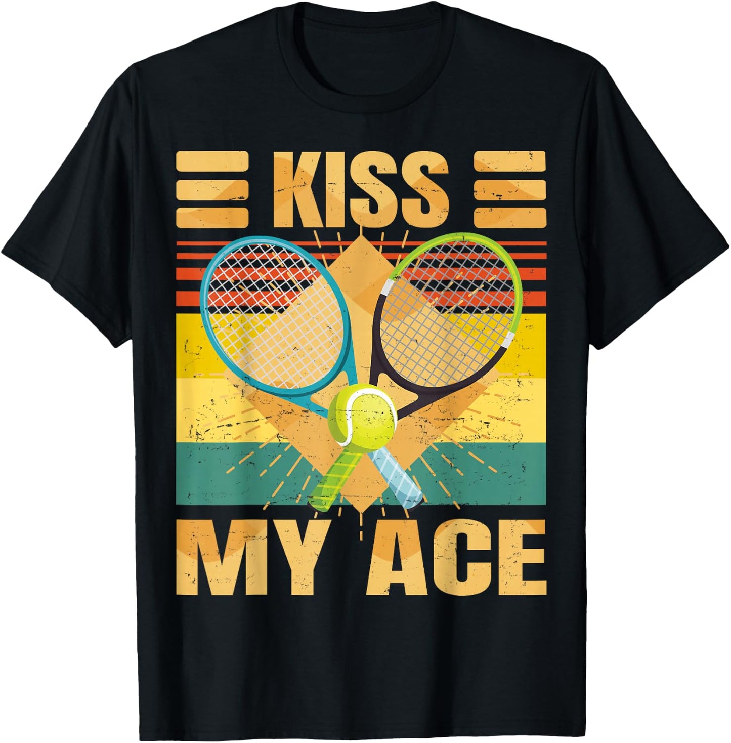 Kiss My Ace - Tennis Player - Funny Retro Sarcasm - Tennis T-Shirt - T-Shirt | Black