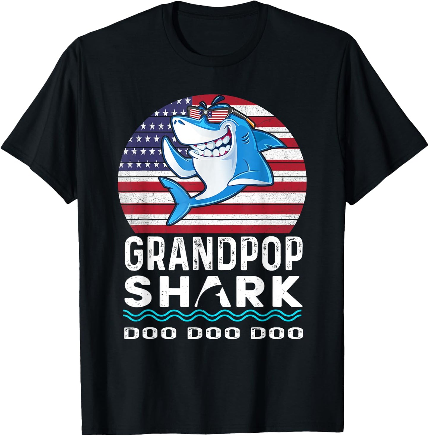 Grandpop Shark Shirt Fathers Day Gift From Wife Son Daughter T-Shirt - T-Shirt | Black