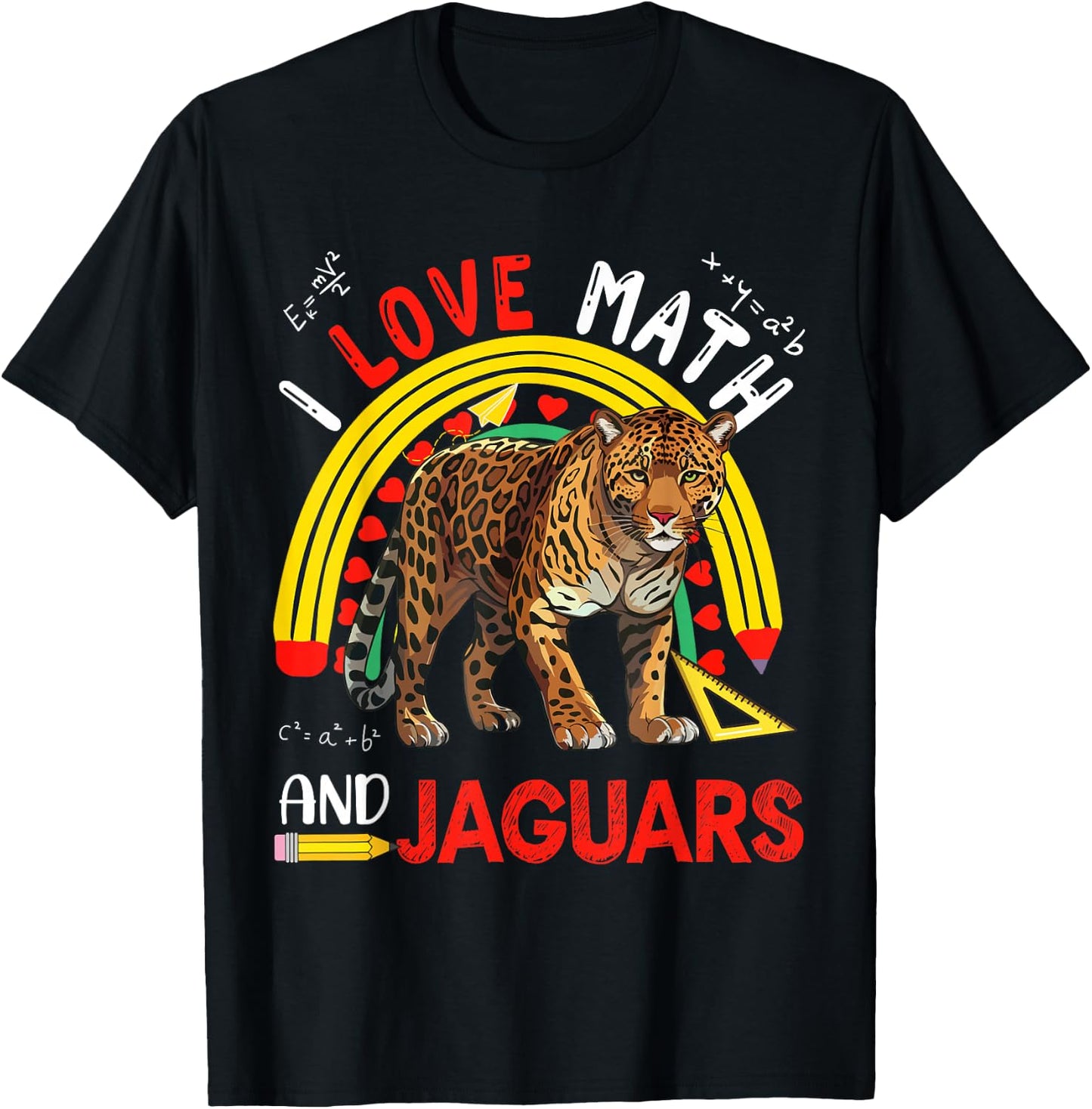 I Love Math And Jaguars Costume Teachers Students T-Shirt - T-Shirt | Black