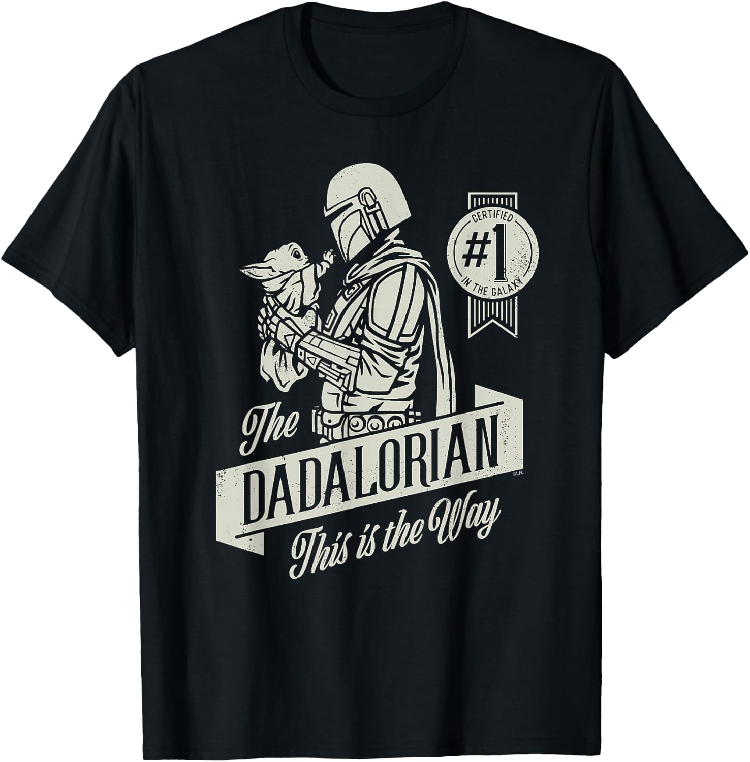 Star Wars The Mandalorian and Grogu Dadalorian Father's Day T-Shirt - T-Shirt | Black