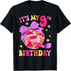 It's My 9th Birthday Disco Bow Party 9 Years Old Kids Girls T-Shirt - T-Shirt | Black