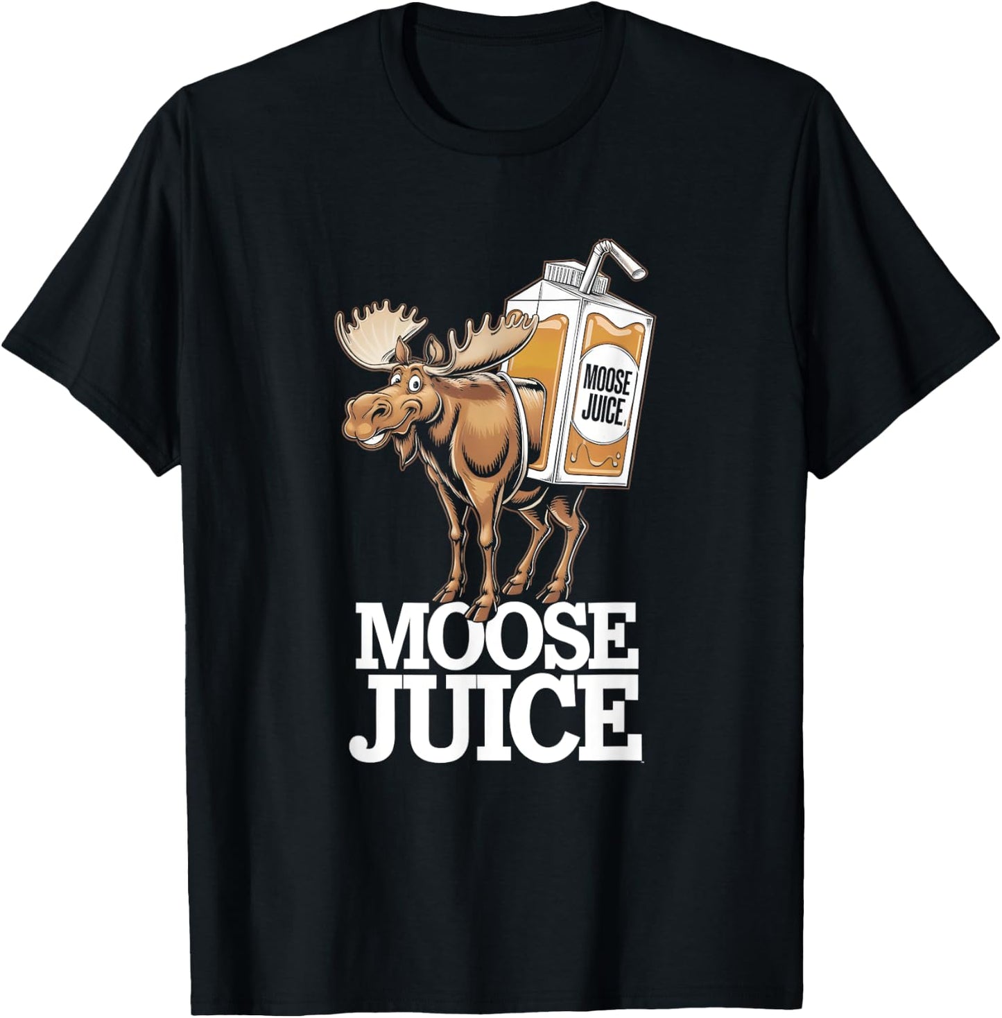 Funny Cartoon Moose Juice T-Shirt - T-Shirt | Black