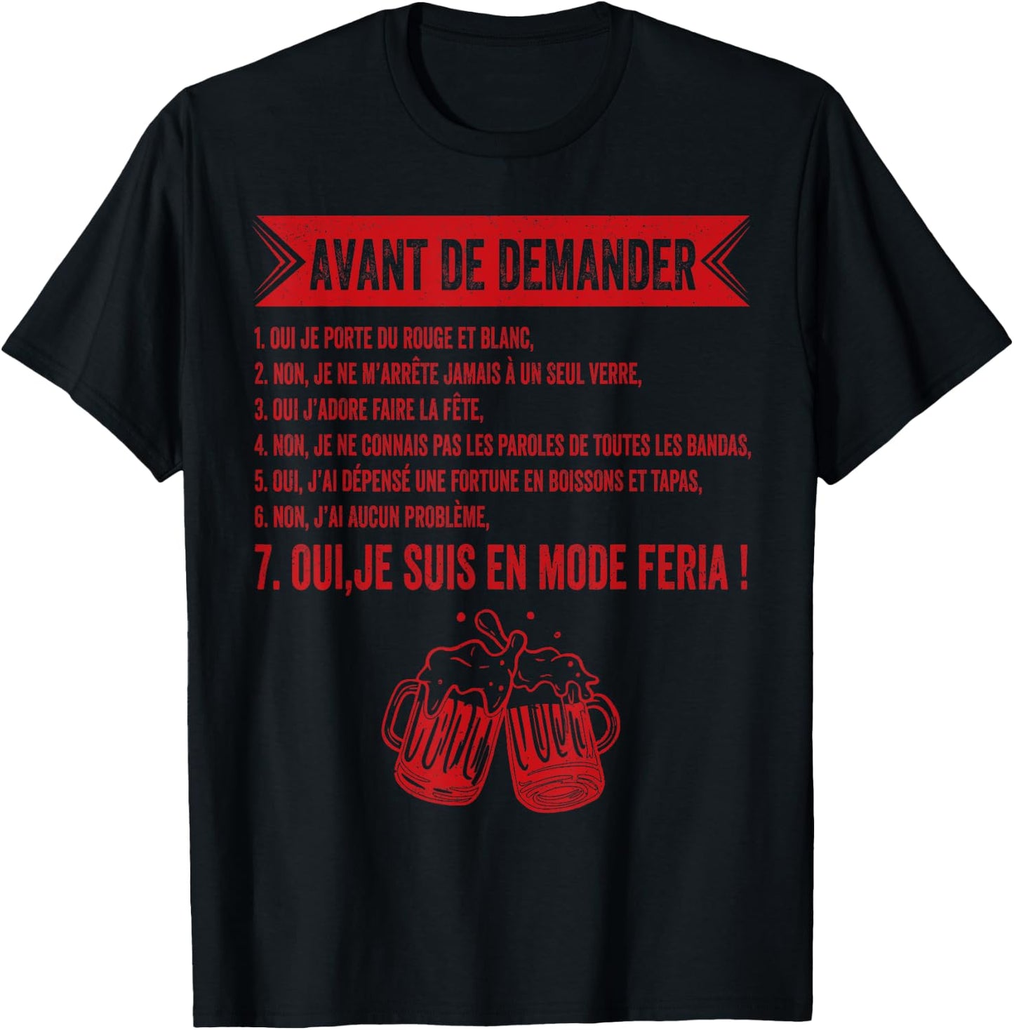 In Feria Mode Basque Party Tapas and Aperitif du Sud Ouest , Black, S T-Shirt - T-Shirt | Black