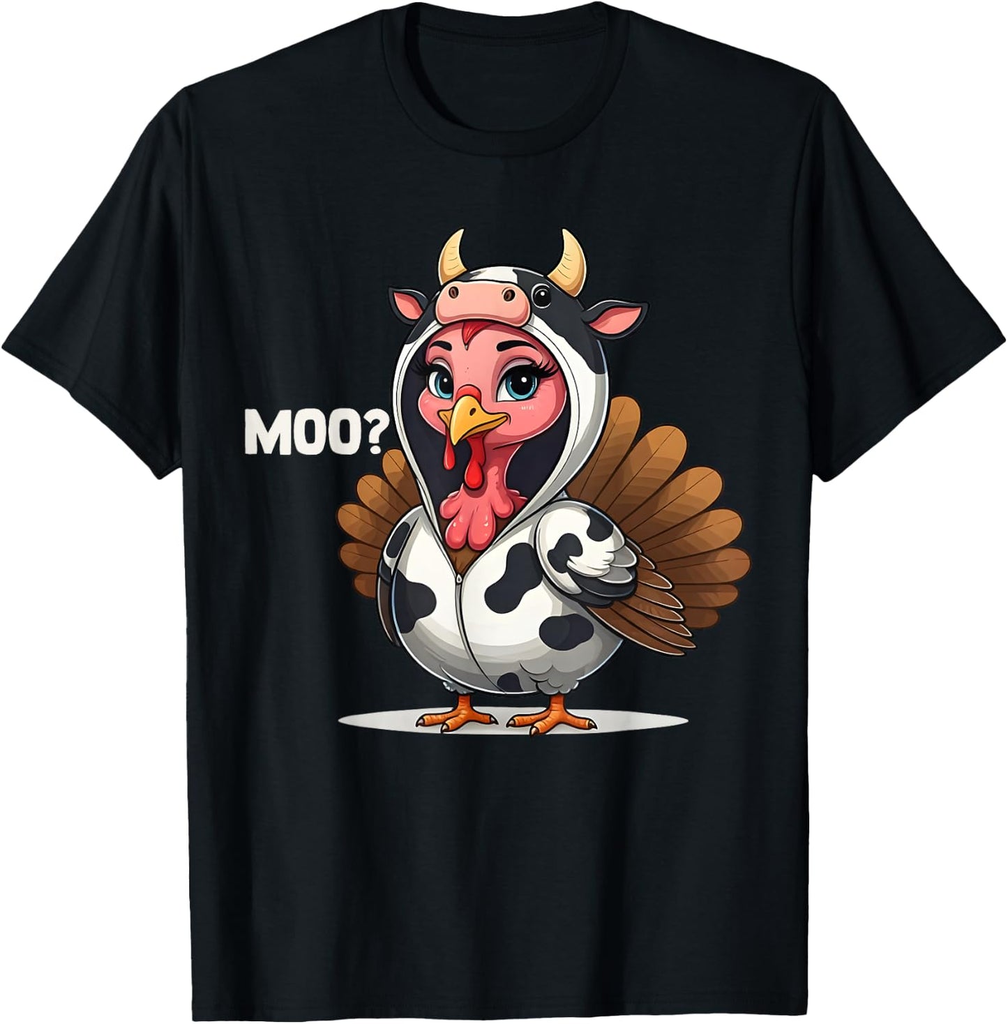 Thanksgiving Turkey Cow Moo T-Shirt - T-Shirt | Black