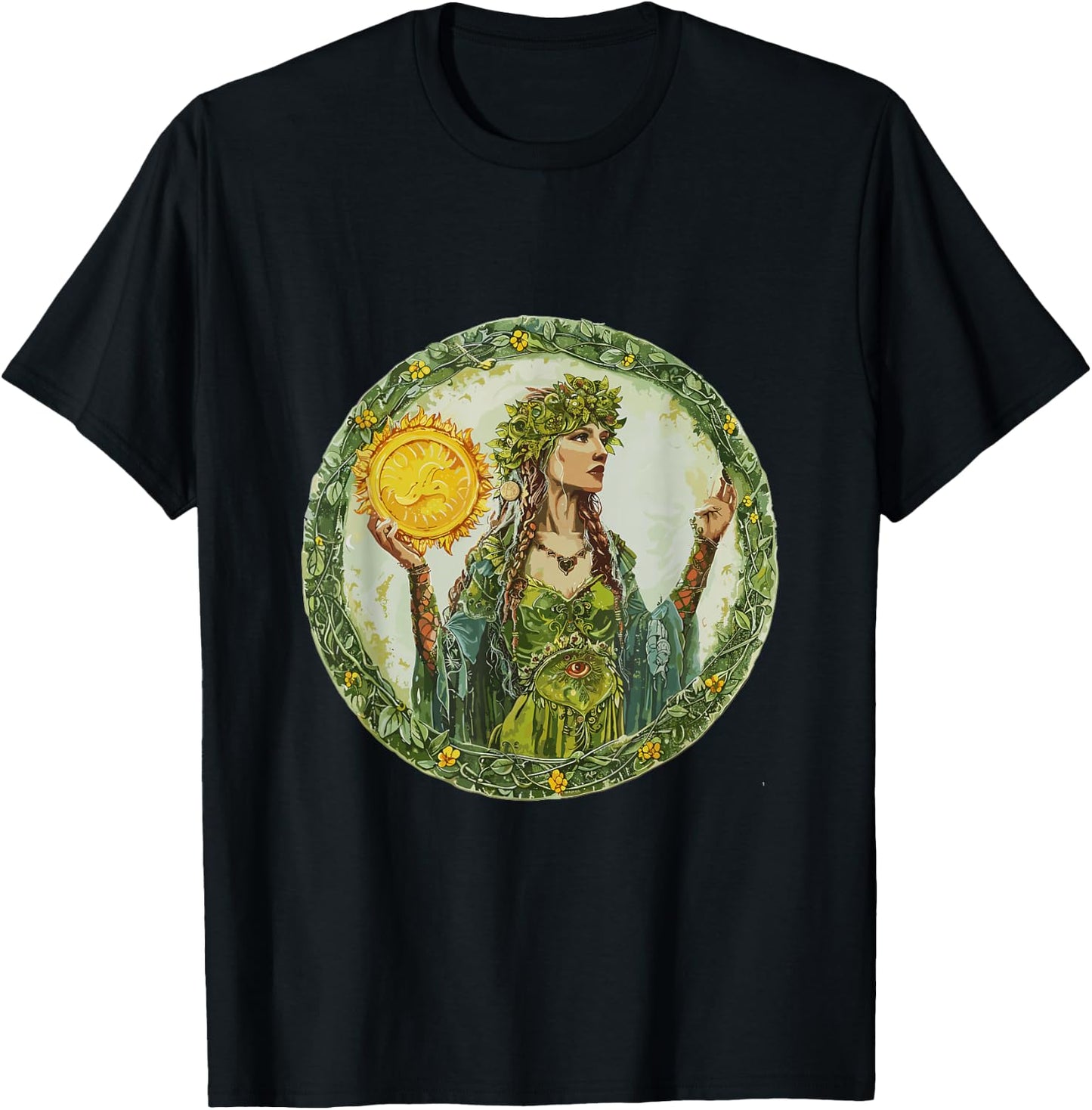 Ostara Spring Equinox Enchantress Renewal T-Shirt - T-Shirt | Black