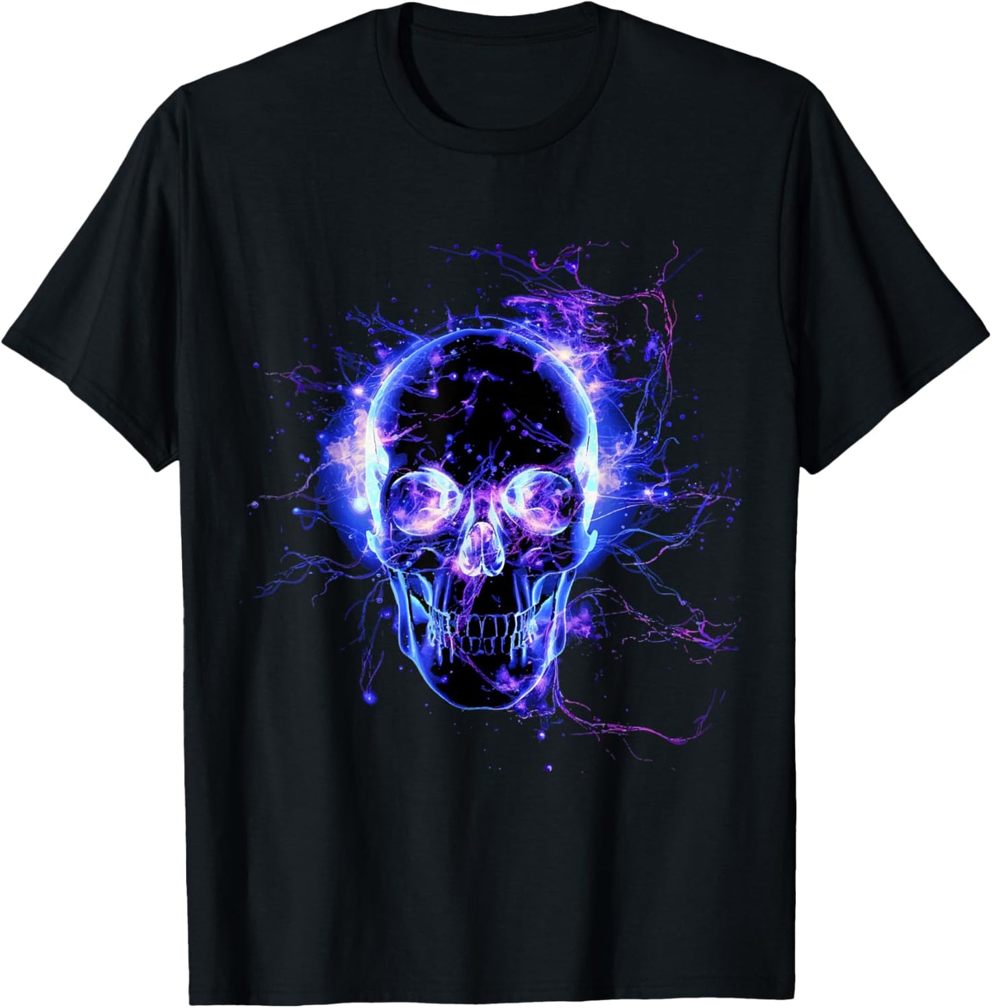 Skeleton Skull Biker Rocker Skull Punk Rock , Black, S T-Shirt - T-Shirt | Black