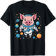 Pig in Space - Cute Funny Astronaut Pig with Planets STEM T-Shirt - T-Shirt | Black
