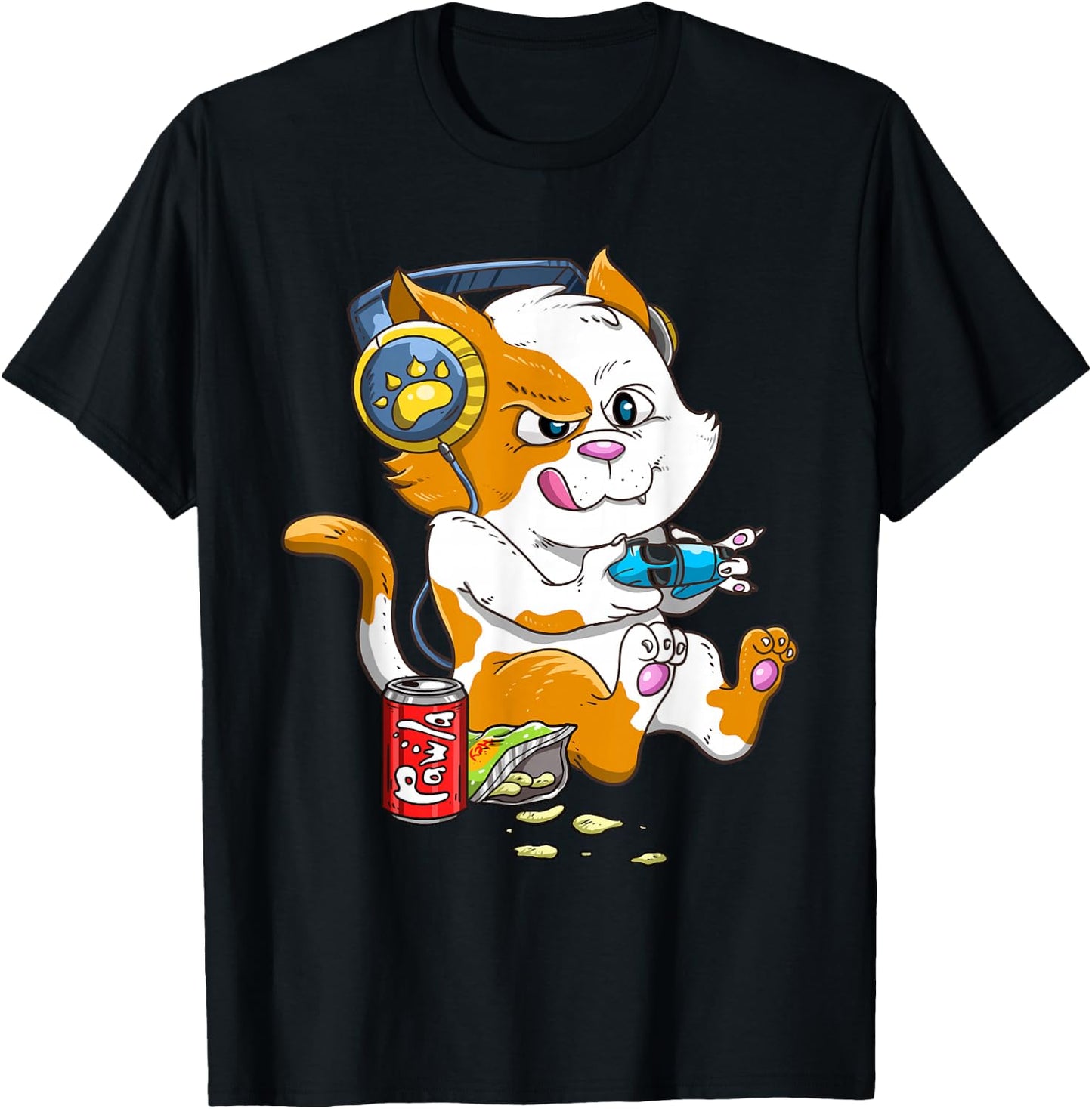 Funny Cat Gaming Cat Lover Kawaii Video Games Funny Gamer T-Shirt - T-Shirt | Black