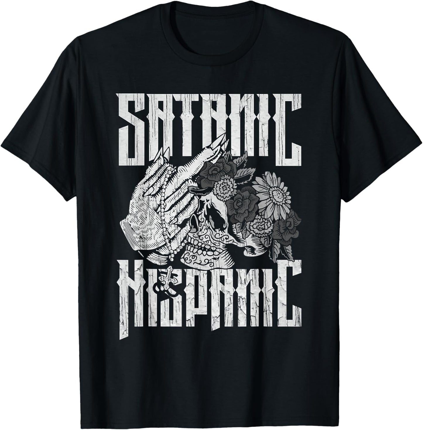 Satanic Hispanic Pentagram Mexican Occult Baphomet T-Shirt - T-Shirt | Black