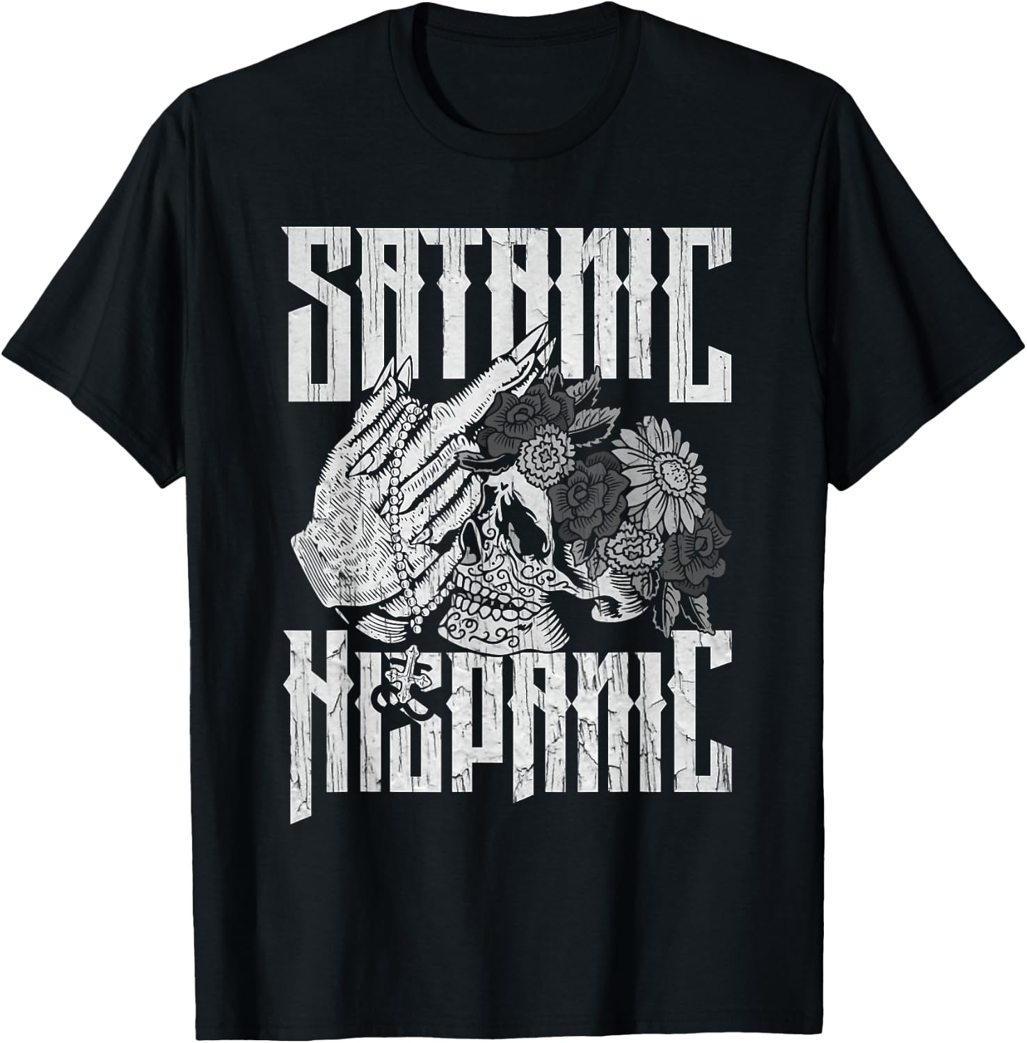 Satanic Hispanic Pentagram Mexican Occult Baphomet T-Shirt - T-Shirt | Black