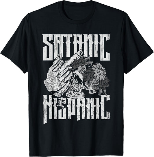 Satanic Hispanic Pentagram Mexican Occult Baphomet T-Shirt - T-Shirt | Black