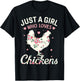 Just A Girl Who Loves Chickens, Floral Farmer Girl Gifts T-Shirt - T-Shirt | Black