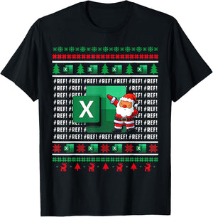 Excel REF Error Spreadsheet Ugly Christmas Sweater T-Shirt - T-Shirt | Black
