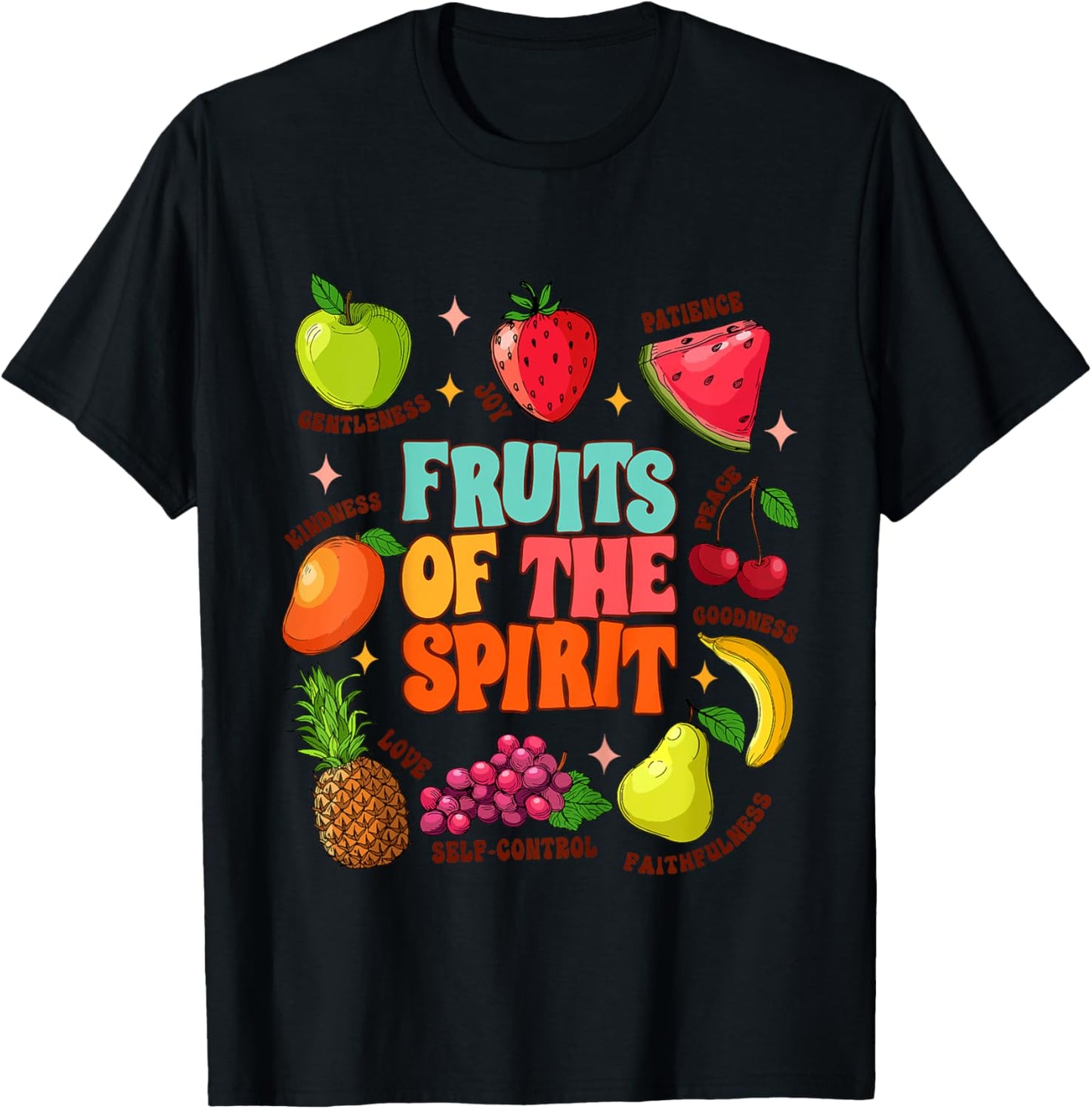 Kids Cute Christian Religious Baby Girl Boy Fruits Of The Spirit T-Shirt - T-Shirt | Black