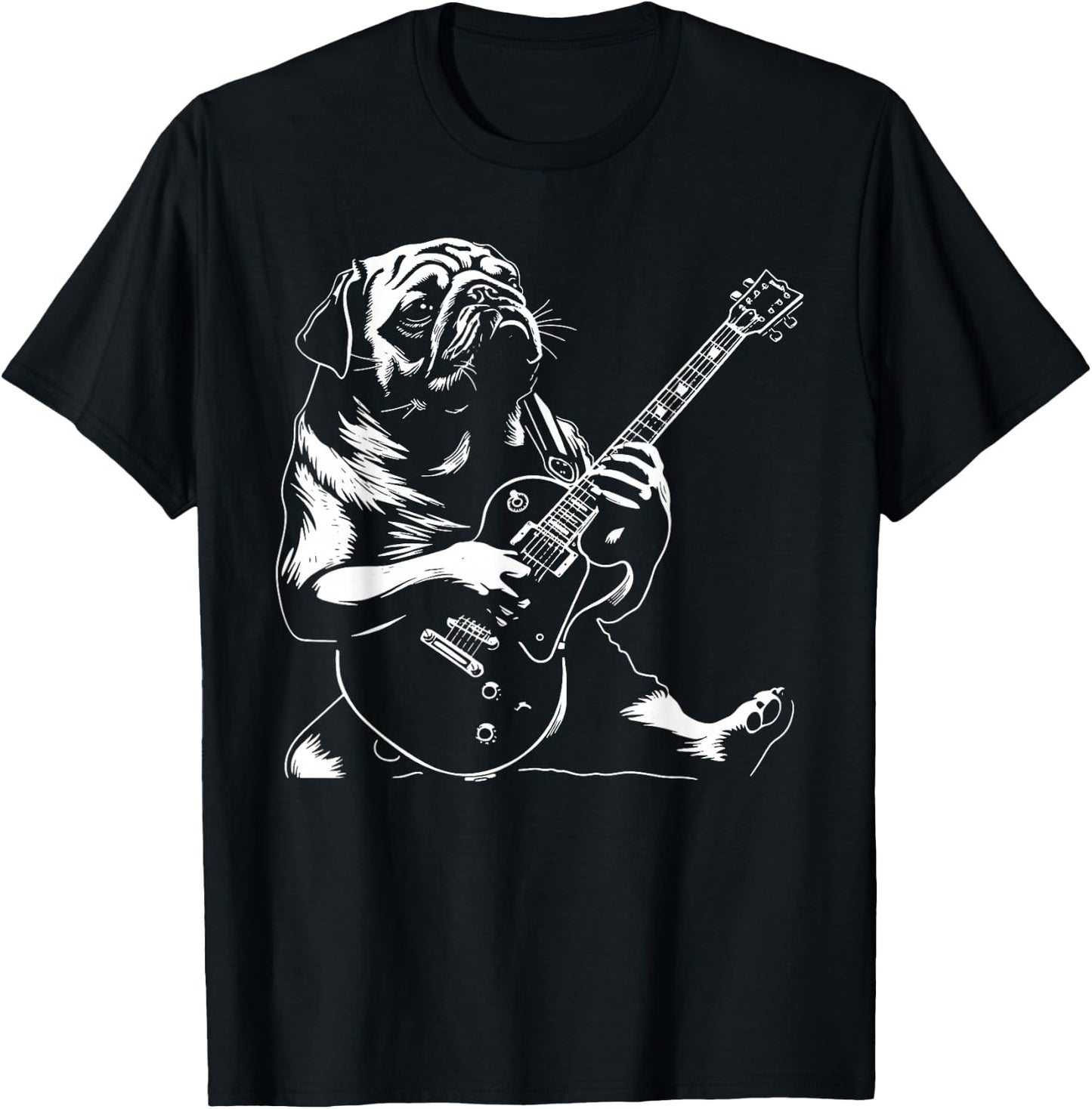 Dog Guitarist Guitar - Pug Dad Mom Women T-Shirt - T-Shirt | Black