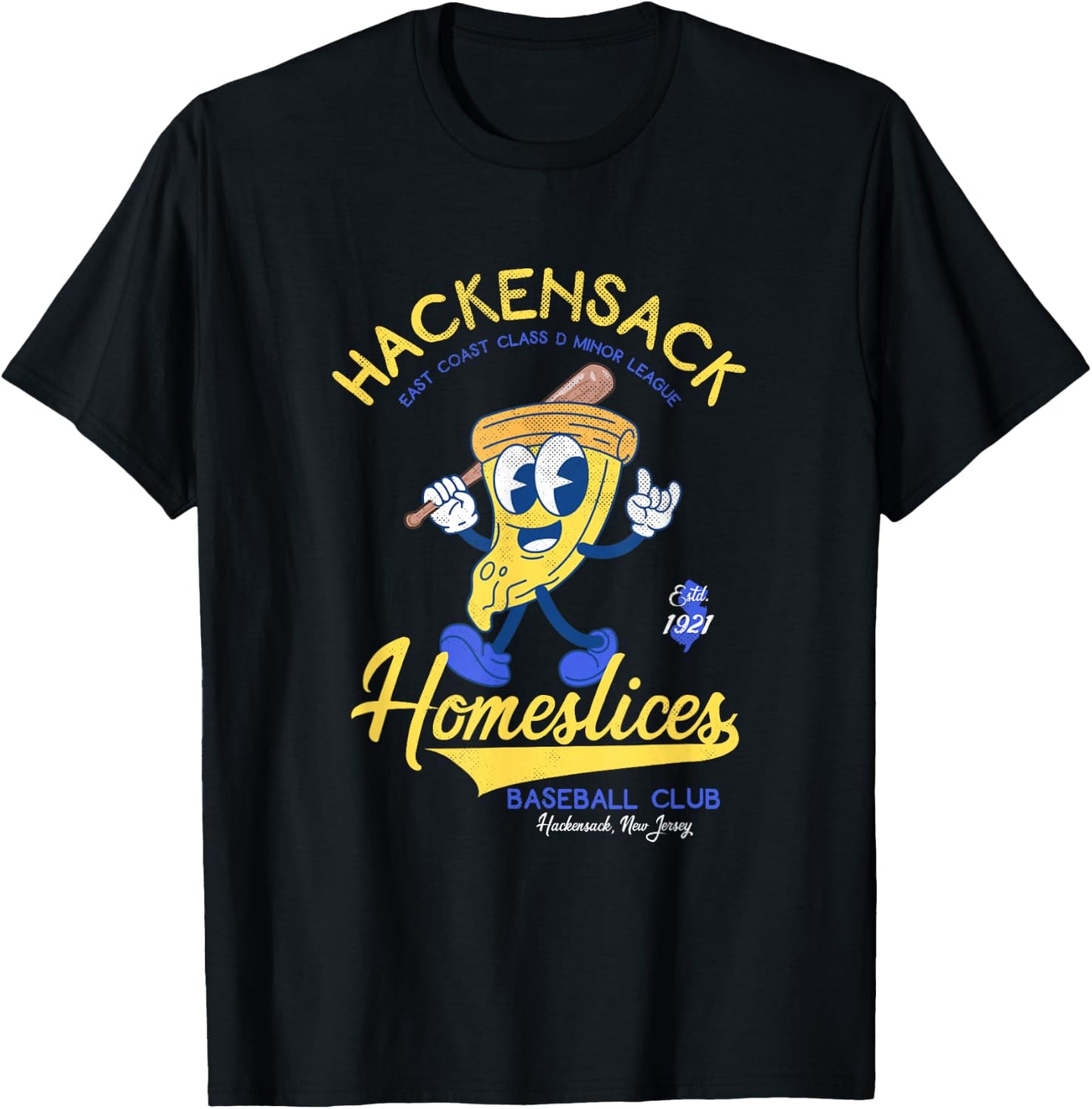 Hackensack Homeslices Retro Minor League Baseball Team T-Shirt - T-Shirt | Black