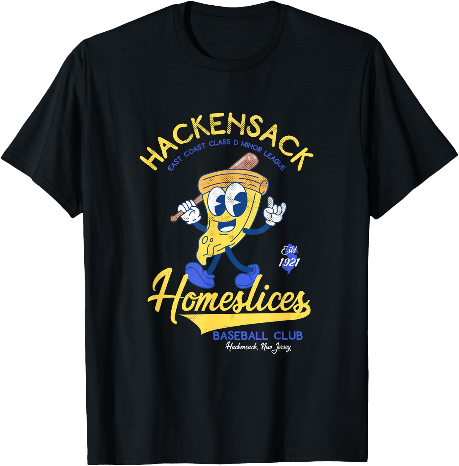 Hackensack Homeslices Retro Minor League Baseball Team T-Shirt - T-Shirt | Black