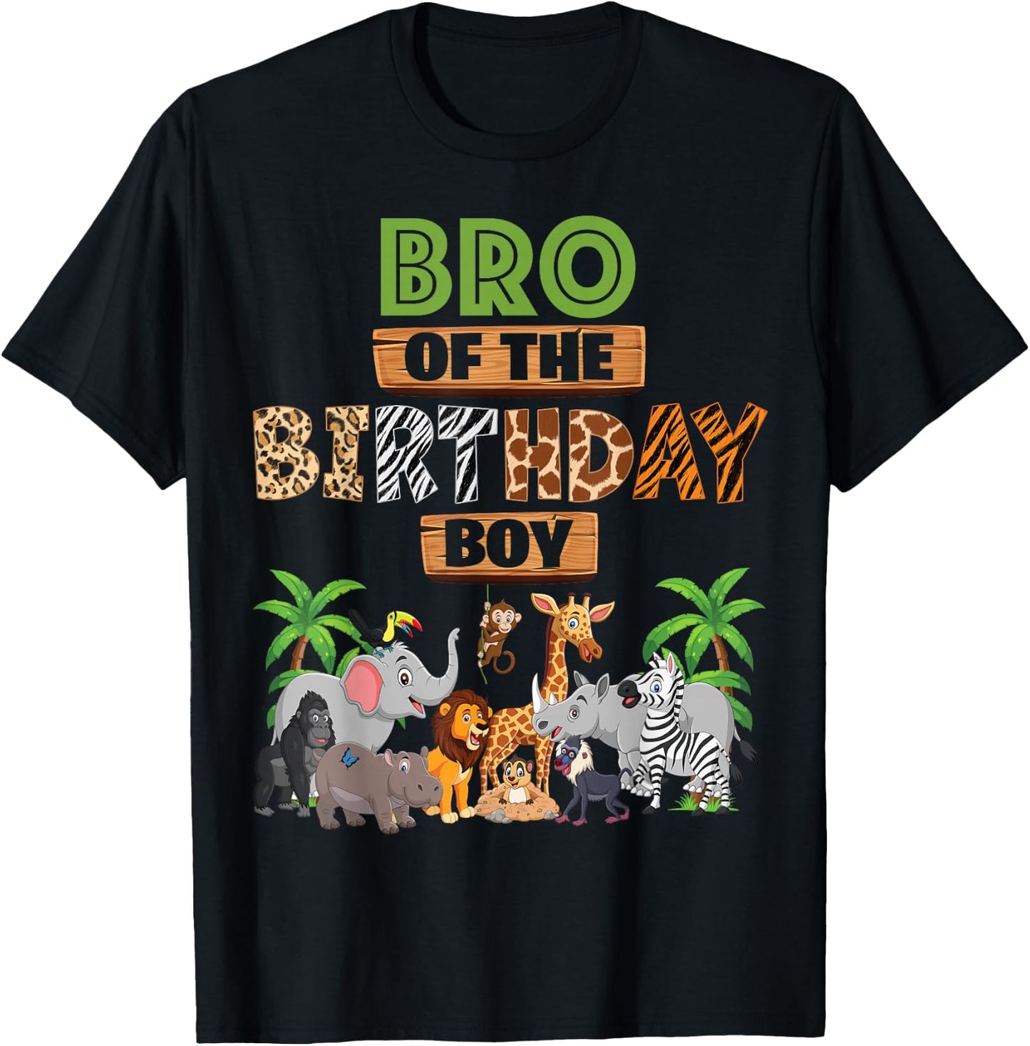 Wild Bro Of The Birthday Boy Zoo Safari Jungle Animal T-Shirt - T-Shirt | Black