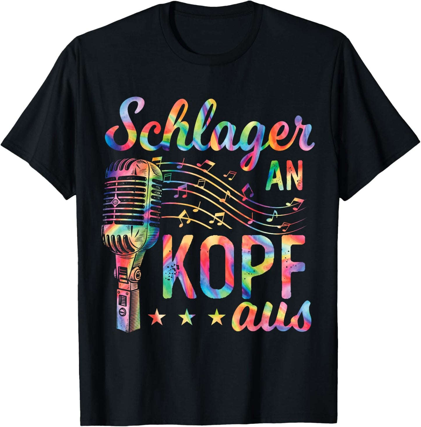 Schlager An Kopf Aus Schlageroutfit Schlagerparty , black T-Shirt - T-Shirt | Black