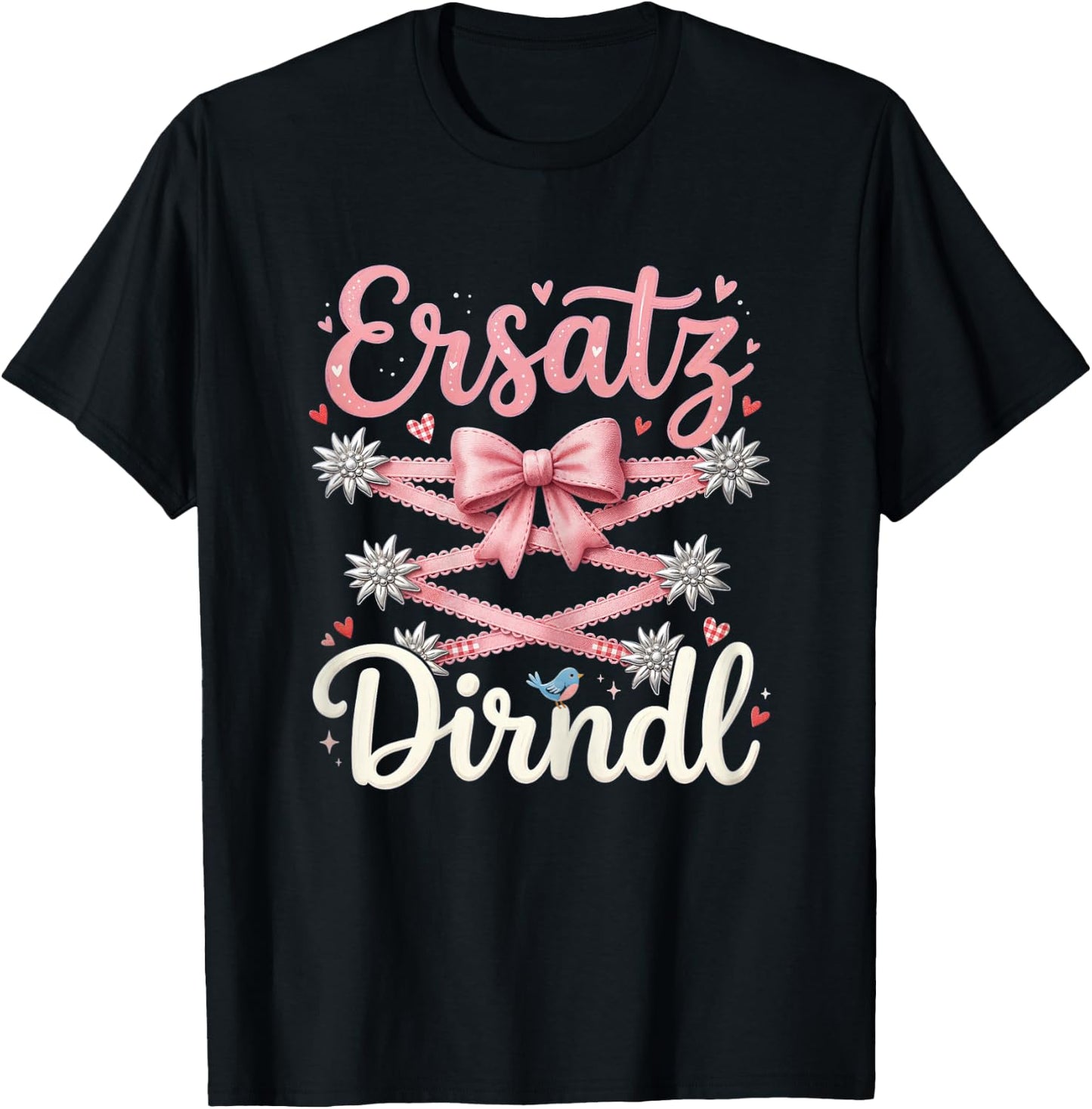 Outfit Trachten Damen Trachtenshirt Ersatz Dirndl T-Shirt - T-Shirt | Black