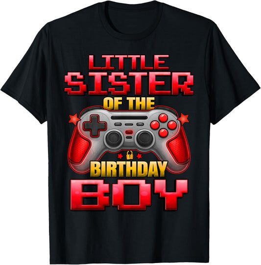 Little Sister of The Birthday Boy Matching Family Lil Sister T-Shirt - T-Shirt | Black