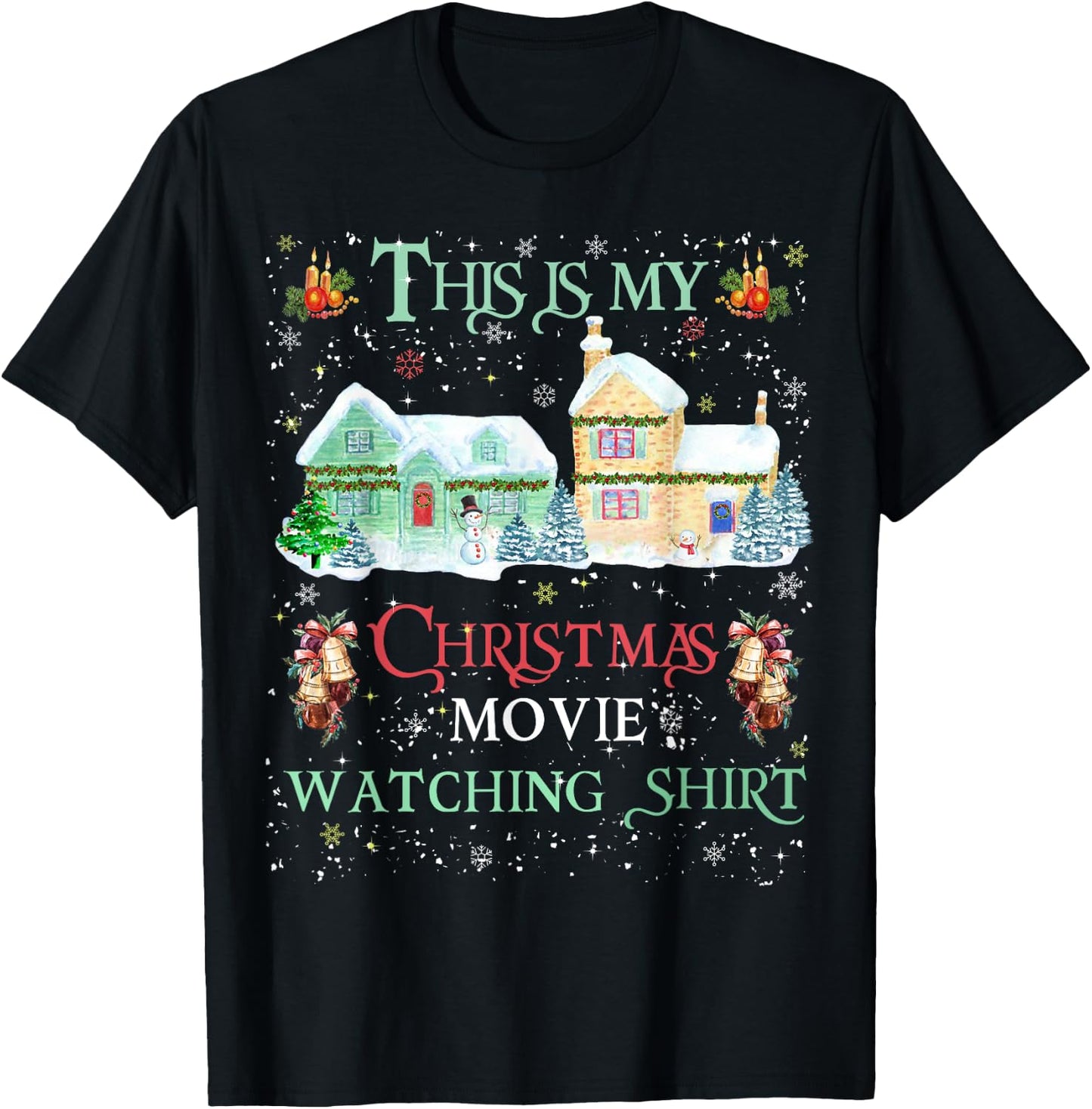 Christmas Movie Watching Shirt Family Matching Xmas T-Shirt - T-Shirt | Black