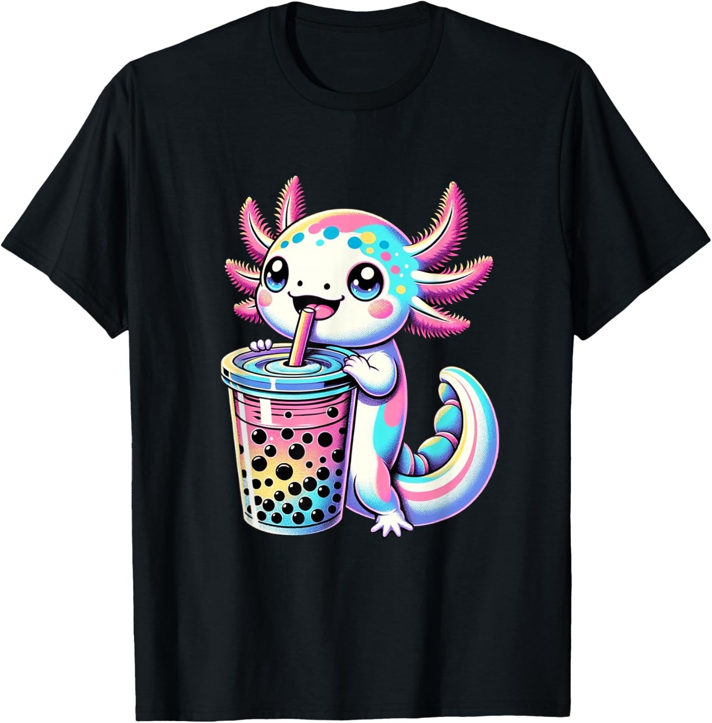 Axolotl Boba Tea Kawaii Neko Japanese Bubble Tea for Girls T-Shirt - T-Shirt | Black
