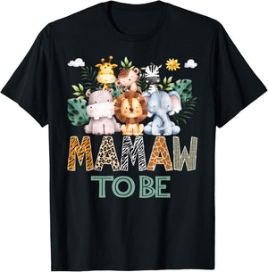 Soon To Be Mamaw Jungle Animal Safari Gender Reveal T-Shirt - T-Shirt | Black