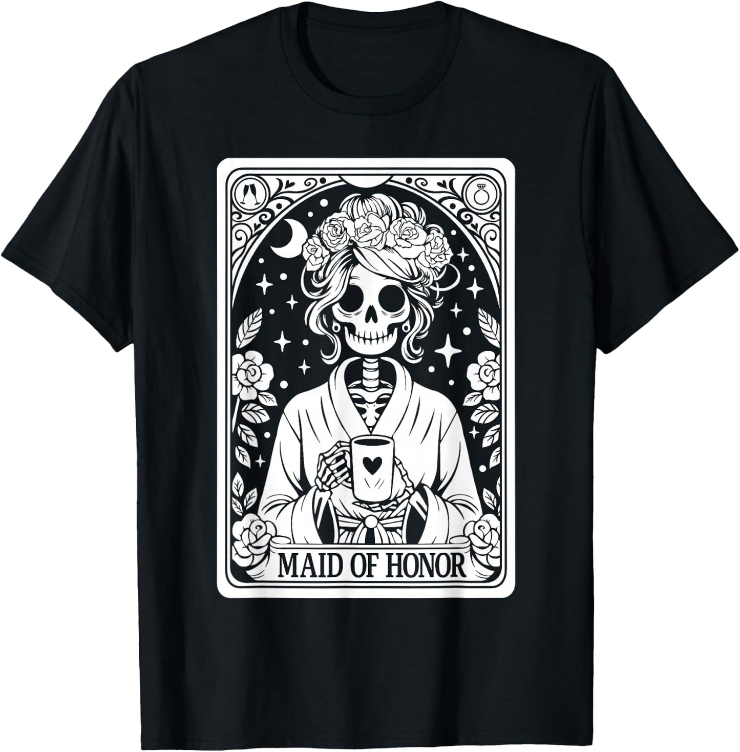 Maid of Honor Skeleton Wedding Bachelorette Gothic Matching T-Shirt - T-Shirt | Black