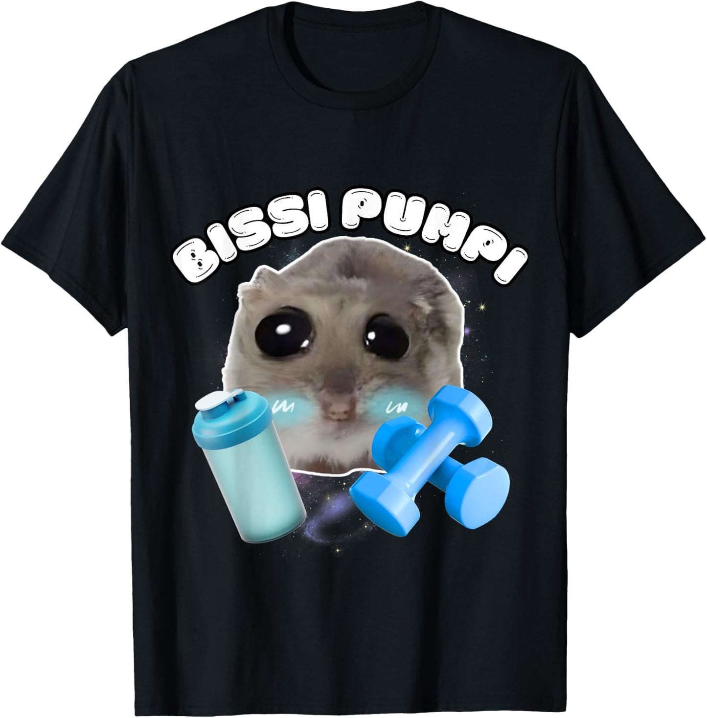 Bissi Pumpi Funny Sad Hamster Cute Hamstie , black T-Shirt - T-Shirt | Black
