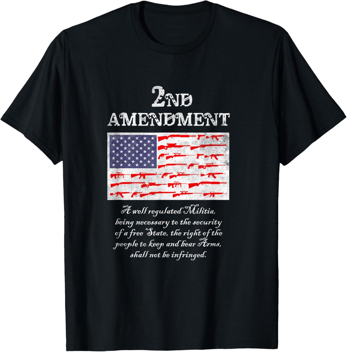 2nd Amendment American Flag Gun - Right to Bear Arms T-Shirt - T-Shirt | Black