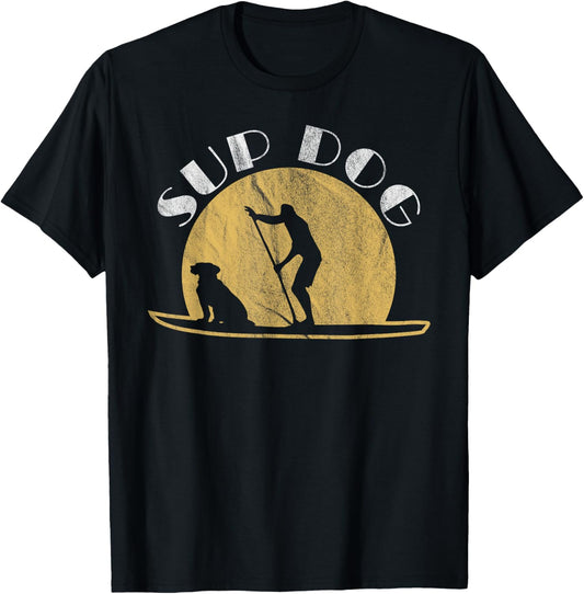 SUP Dog Funny SUPing For Surfing Dogs Women Girls Kids T-Shirt - T-Shirt | Black