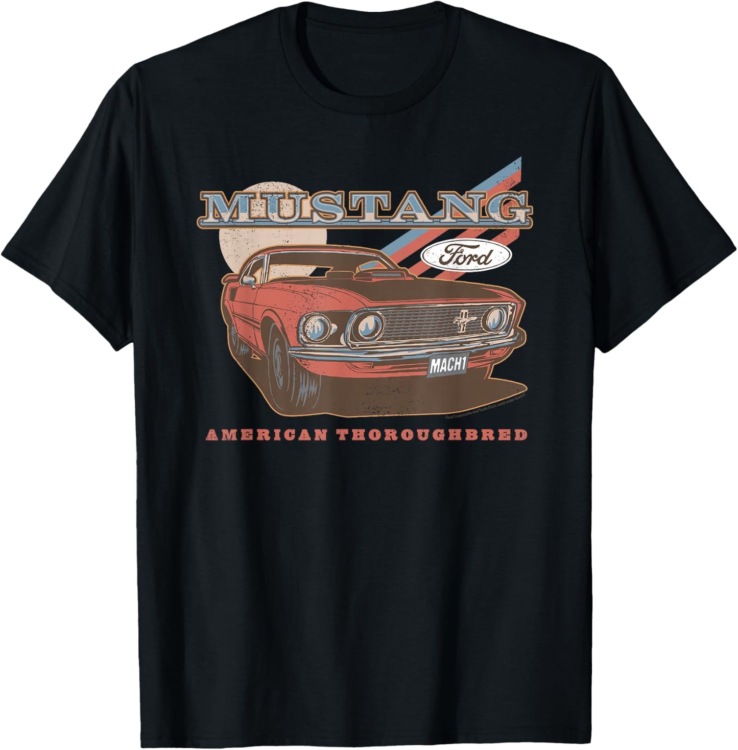 Ford Red Mustang American Thoroughbred , black T-Shirt - T-Shirt | Black