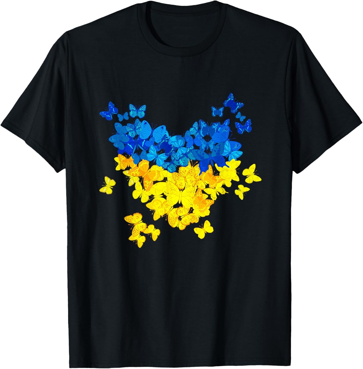 Butterfly Heart Ukraine Flag Ukrainian Ukrainian , black T-Shirt - T-Shirt | Black