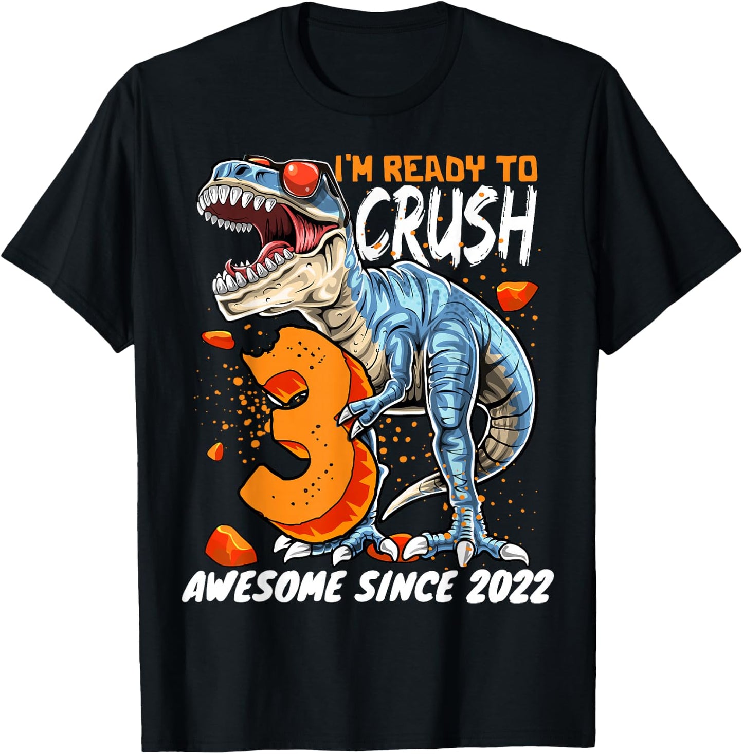 3rd Birthday T Rex Dinosaur Party Boys Rawr I'm 3 T-Shirt - T-Shirt | Black