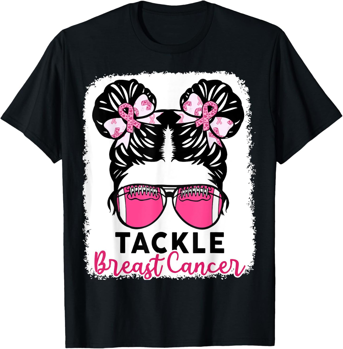 Tackle Breast Cancer Awareness Football Shirt Kid Youth Girl T-Shirt - T-Shirt | Black